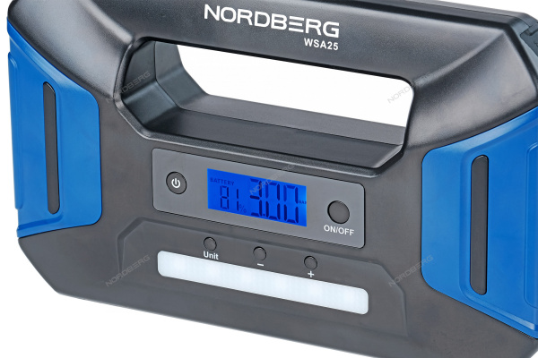 Устройство пусковое портативное 5/12/15V с компрессором, емкость 25 Aч NORDBERG WSA25