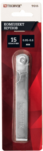 Комплект щупов 15 пластин 0.05-0.6 мм Thorvik TG15