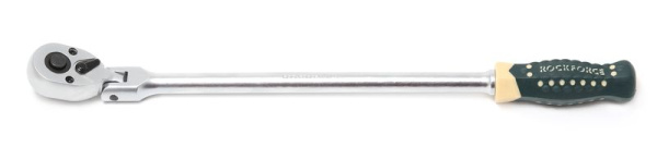 Трещотка реверсивная шарнирная удлиненная с резиновой ручкой 3/8''(72зуб., L-450мм)
