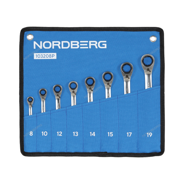 Набор ключей трещоточных NORDBERG 103208P с флажковым переключателем 8 шт, планшет тетрон