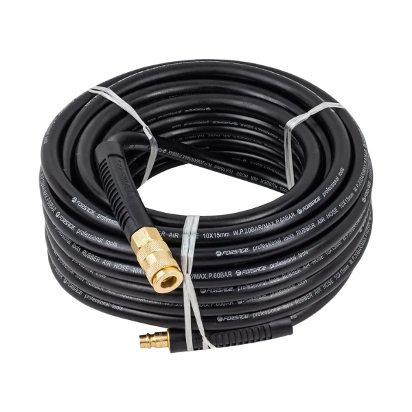 Шланг резиновый воздушный армированный с фитингами 10мм x 15мм x 15м (20-60бар, раб. t от -30 до +70°С)