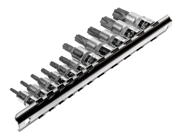 Набор головок торцевых JTC 3902 (1/4"-3/8", TORX, Т10Н-Т60Н, с отверстием, 11 предметов)