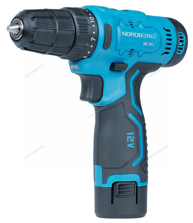 Шуруповерт аккумуляторный NORDBERG NE103K+NE9012, 12 В, 30 Нм с 2 АКБ 2Ач и зарядным устройством
