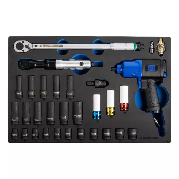 Набор пневмоинструмента с композитным гайковертом GARWIN PRO 646510 (31 пр. в ложементе EVA)