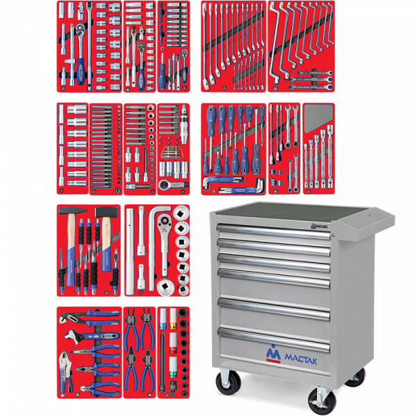 Инструментальная тележка с набором инструментов МАСТАК "ЭКСПЕРТ" 52-06323G, 323 предметов