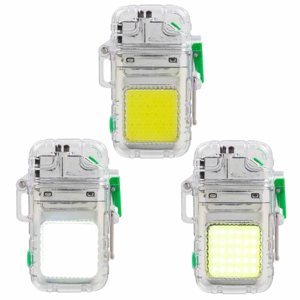 Фонарь светодиодный аккумуляторный с функцией импульсной зажигалки (3 режима работы, СОВ LED 300мАч, 50-150Лм, время раб. 90-120мин, время зар. 60мин)