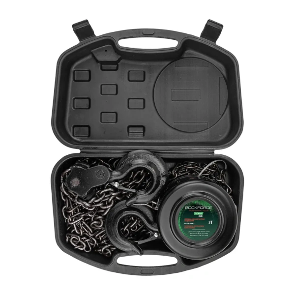 Лебедка механическая подвесная с фиксацией цепи натяжения, 2т (длина цепи - 2.5м) в кейсе