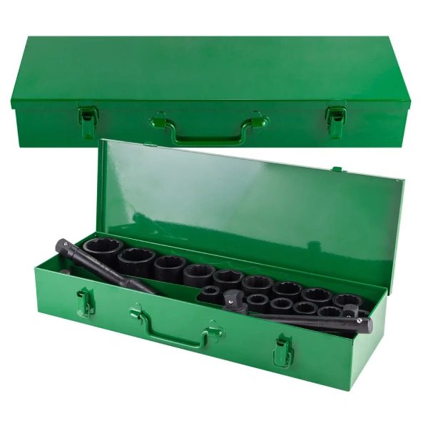 Набор инструментов ударных 21пр, 3/4''(12гр.)(17,19,21,22,24,27,30,32,34,35,36-6гр,36-12гр.,38,41,46,50мм), в метал. кейсе