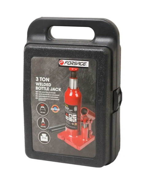 Домкрат бутылочный 2т с клапаном (h min 150мм, h max 278мм, ход штока-110мм, ход винта-48мм) в кейсе