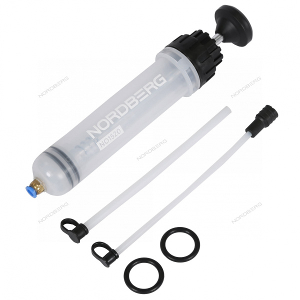 Шприц для заливки масла пластиковый с комплектом насадок NORDBERG NO1520 (200 мл)