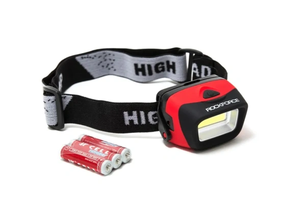 Фонарь светодиодный налобный в комплекте с батарейками (3 световых режима, CUB, 3xAAA), в блистере