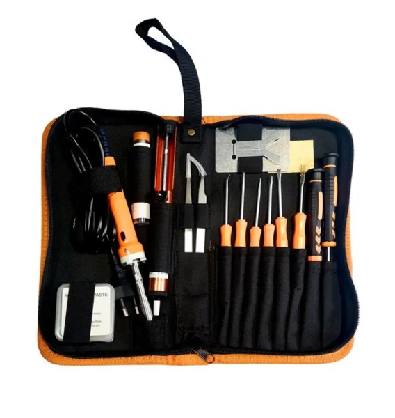 Паяльник электрический с набором инструментов и аксессуаров 23пр.(220V,50Hz,60W,пинцет-2шт,крючки-10шт,отвертки-РН000,SL3мм,расходники)в сумке