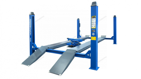 Подъемник четырехстоечный NORDBERG 4450_MB(M2), 5 т, с ручной траверсой 2 т N423, для сход-развала, мех. снятие, синий