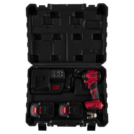 Аккумуляторный шуруповерт MIGHTY SEVEN DS-202AP, ударный, 18 В, 4 предмета, кейс, в комплекте набор бит