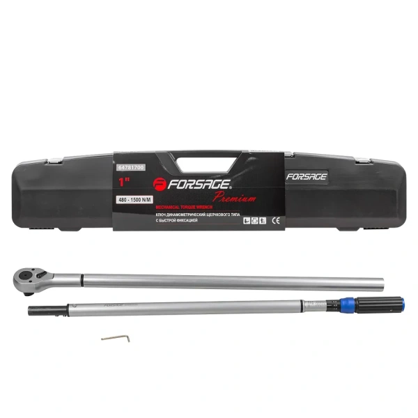 Ключ динамометрический щелчкового типа с быстрой фиксацией ''Premium''480-1500Нм,1'',в пластиковом кейсе