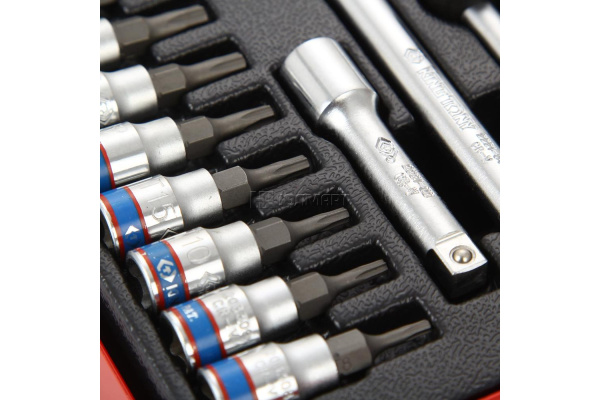 Набор торцевых головок с принадлежностями 1/4", шестигранные, 4-13 мм, 39 предметов KING TONY 2539MR