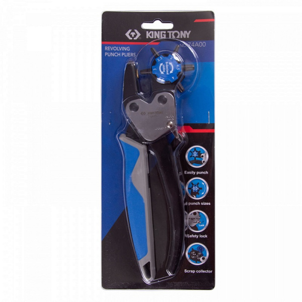 Дырокол револьверный KING TONY 74A00, 2-4,5 мм, 230 мм