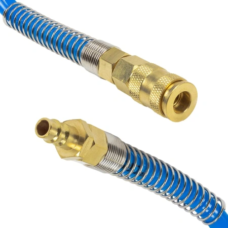 Шланг витой полиуретановый 8мм х 12мм х 20м с быстроразъемами (максимальное давление - 15bar, рабочая температура от -20 до +60 гр.)