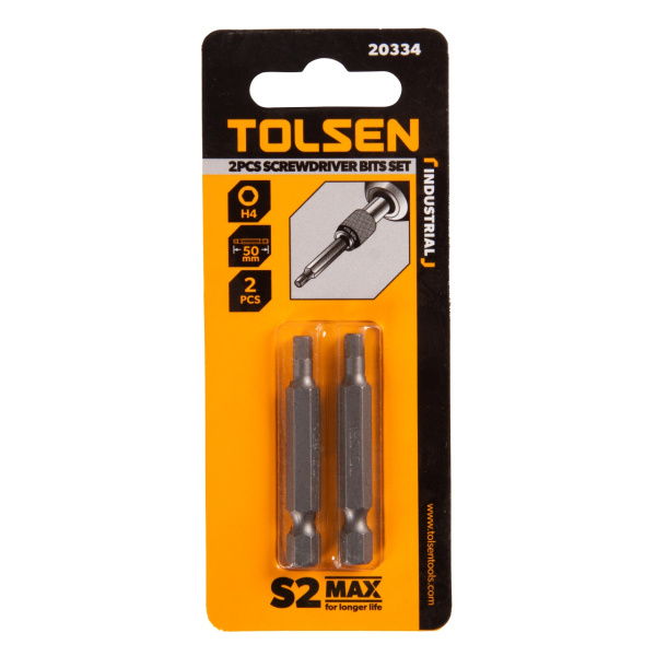 Набор вставок (бит) торцевых 1/4" Hex 4 мм 50 мм 2 предмета TOLSEN TT20334
