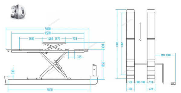 Подъемник ножничный для сход-развала NORDBERG N635-4,5 (4,5 т, 380 В, 2 уровня, с авар. опусканием, синий/серый)
