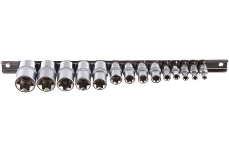 Набор головок торцевых S06H414S, 1/4", 3/8", 1/2"DR, внешний TORX®, на держателе, Е4-E24, 14 предметов
