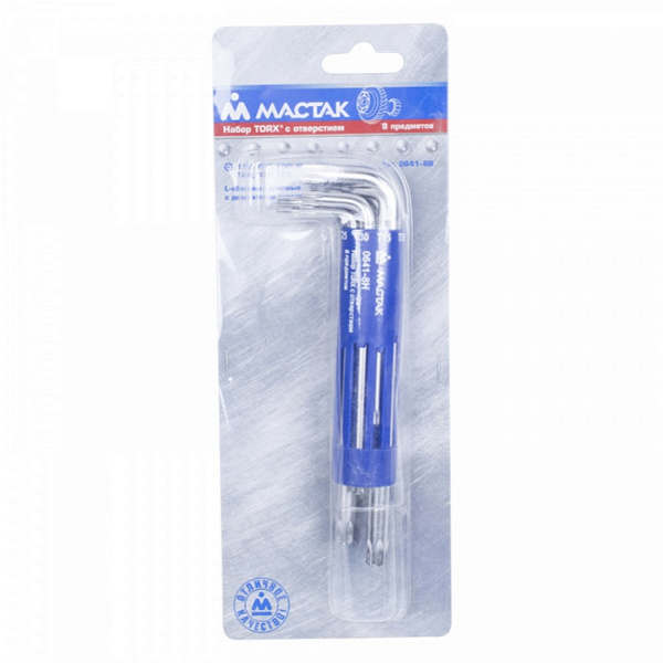 Набор Г-образных TORX с отверствием, Т10-Т50, 8 предметов МАСТАК 0641-8HB