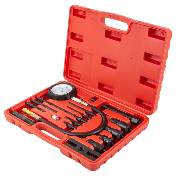 Тестер компрессии дизельного двигателя в наборе с резьбовыми адаптерами, (0-70 bar),18пр.в кейсе.