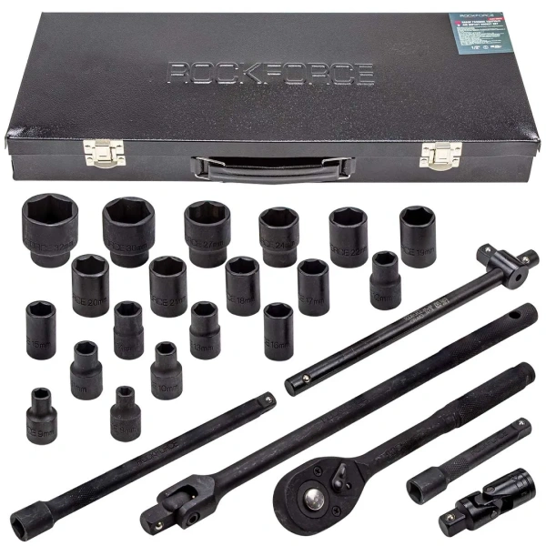 Набор инструментов ударных 26пр. 1/2''(6гр.) (8-32мм, Cr-Mo), в металлическом кейсе