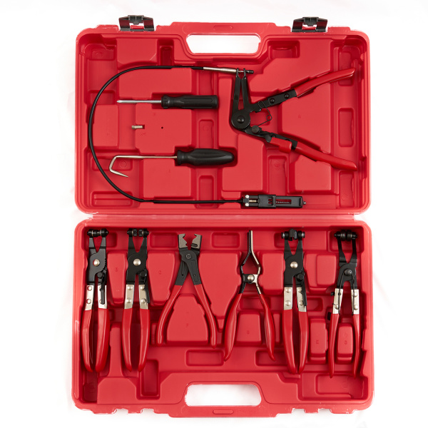 Набор щипцов для демонтажа пружинных хомутов патрубков ROSSVIK ST120 (9 предметов)