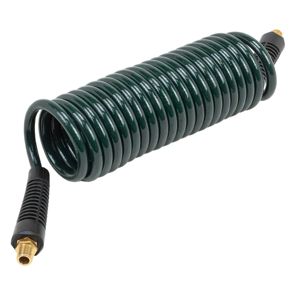 Шланг витой полиуретановый 6.5мм х 10мм х 5м с резьбовыми наконечниками 1/4''(max давление 15бар, раб. t от -20 до +60°С)