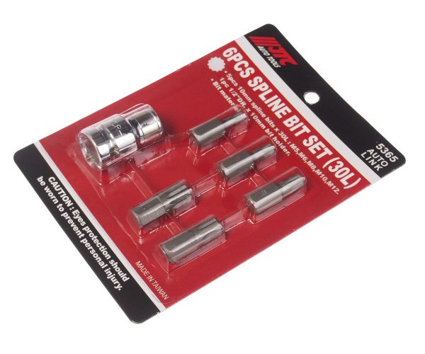 Набор бит с держателем JTC 5365 (1/2", SPLINE, М5-12, 6 предметов)