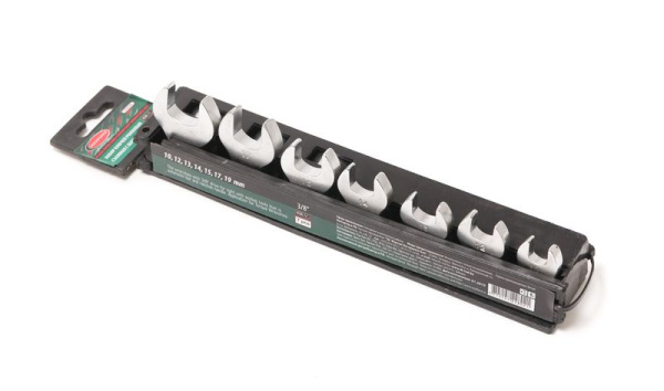 Набор ключей рожковых съемных с шарниром 3/8'', 7пр. (10, 12, 13, 14, 15, 17, 19мм), в пластиковом держателе