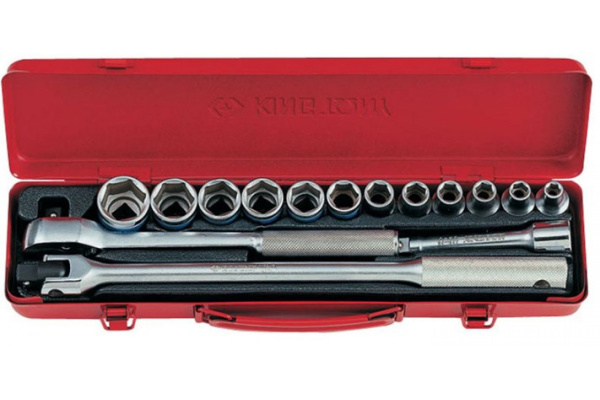 Набор торцевых головок с принадлежностями 1/2", шестигранные, 8-27 мм, 15 предметов KING TONY 4501MR