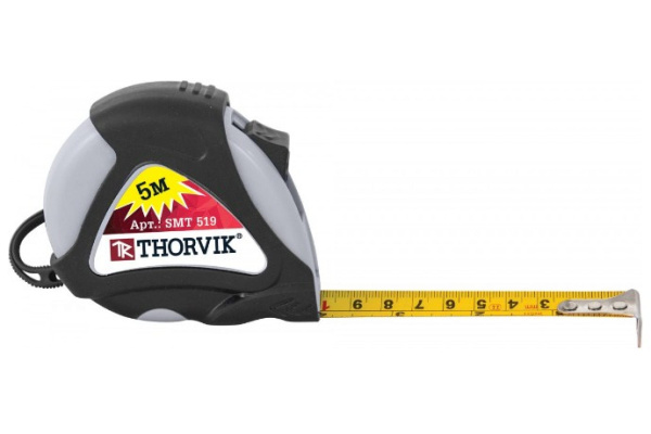 Рулетка в обрезиненном корпусе SMT519, 5 м