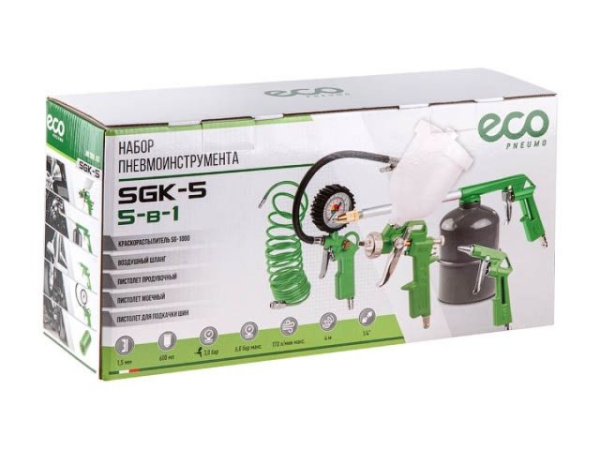 Набор пневмоинструмента ECO SGK-5 (5 предметов,верх. бак)