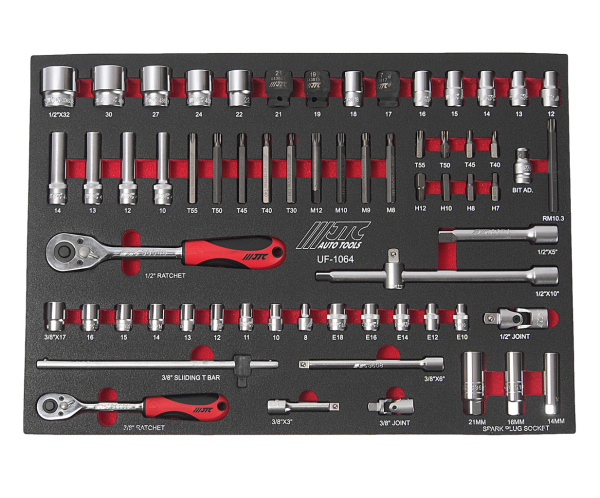 Набор инструментов слесарно-монтажный JTC UF1064 (1-ая секция, 63 предмета в ложементе)