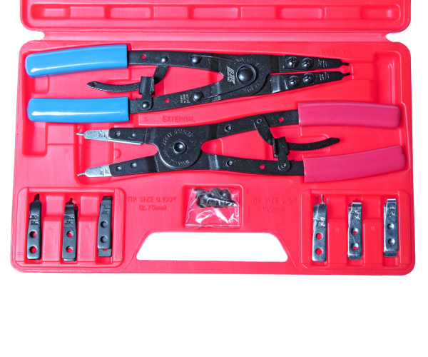 Набор щипцов для стопорных колец с наконечниками JTC 3471 (12 предметов в кейсе)