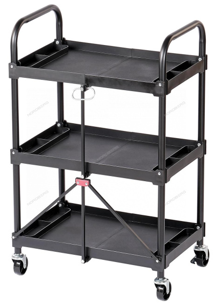 Тележка инструментальная с 3 пластиковыми полками, складная T14