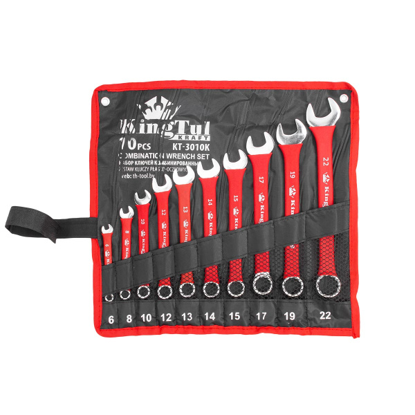 Набор ключей комбинированных 10пр. (6,8,10,12,13,14,15,17,19,22 мм) на полотне