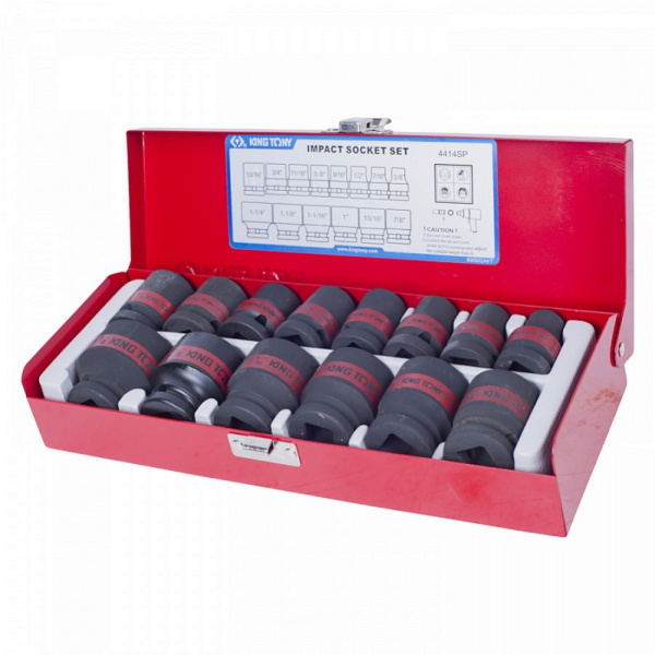 Набор ударных торцевых головок KING TONY 4414SP, 1/2", шестигранные, 3/8"-1&1/4", 14 предметов