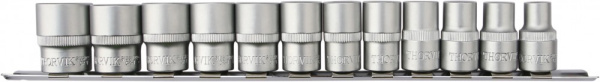 Набор головок торцевых 12-гранных Thorvik S13S1212SM (1/2"DR на держателе, 10-24 мм, 12 предметов)
