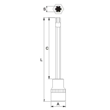 Бита-головка длинная JTC 45540200 (1/2", TORX, T40х200 мм)