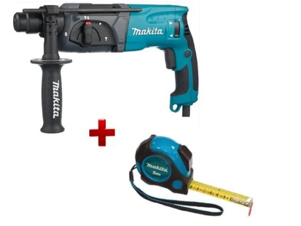 Перфоратор MAKITA HR 2470 в чем. + АКЦИЯ Рулетка 5.м. (780 Вт, 2.7 Дж, 3 реж., патрон SDS-plus, вес 2.4 кг + АКЦИЯ Рулетка в подарок)