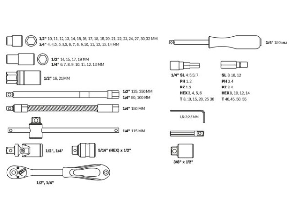 Набор головок и бит 94пр. ВОЛАТ