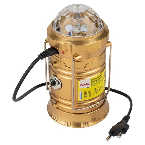 Фонарь-трансформер светодид-й аккум-й с функцией диско-шар(торц.свет:1LED/50LUM,бок.свет:6LED/30LUM,заряд:солн.батарея, кабель 220V/USB,t заряд.3-5ч)