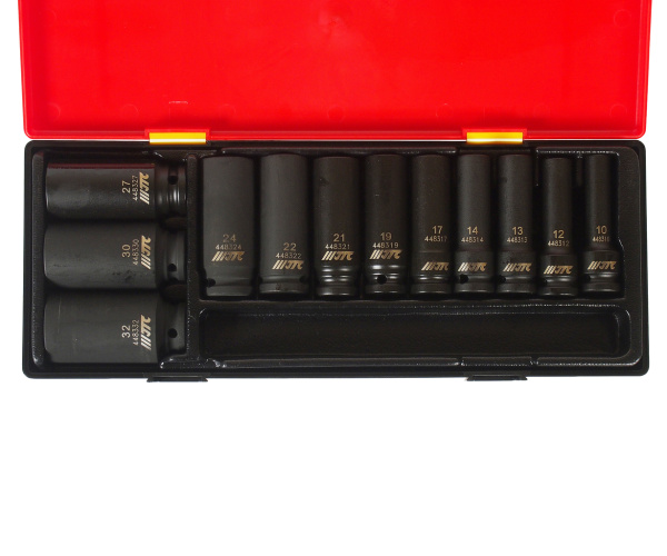 Набор головок торцевых 12-ти гранных глубоких ударных JTC K4122 (1/2", 10-32 мм, 12 предметов в кейсе)
