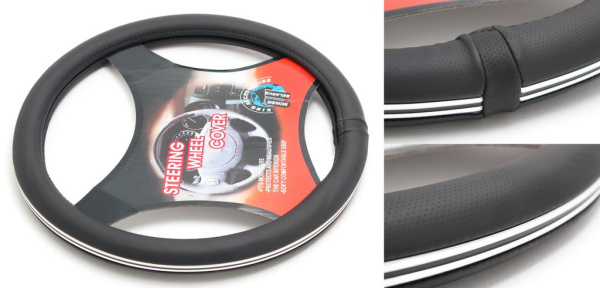 Чехол руля H-8536-M (black+chrome) (A)