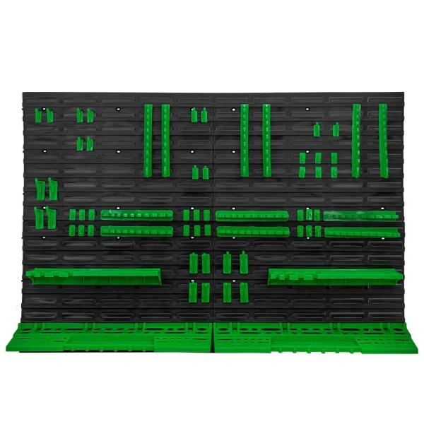 Настенный пластиковый стеллаж-стенд для инструментов 78х115,2см (полки для ключей и инструментов 4шт, крючки 24шт, держатели для ключей 6шт)