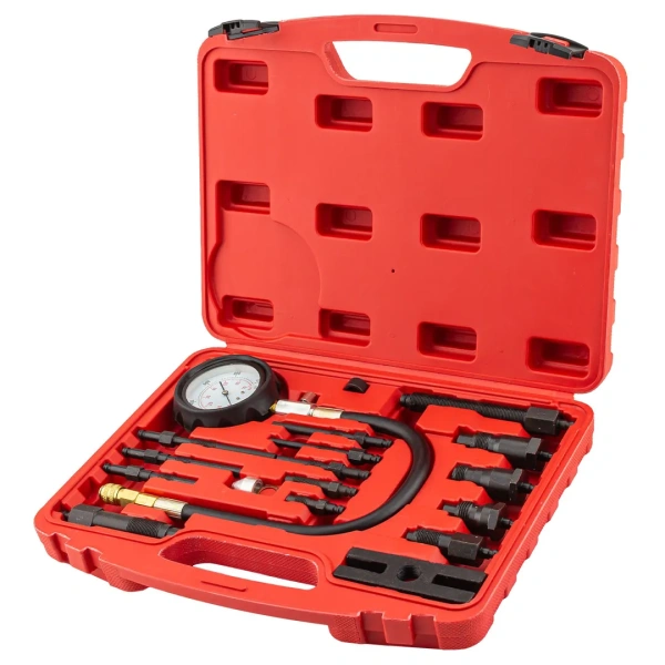 Тестер компрессии дизельного двигателя (имитатор свечи: М10х1.0х91мм, М10х1.0х119мм, М10х1.25х135мм, М10х1.0х83мм,М8х1.0х102мм,М10х1.0х113мм), в кейсе