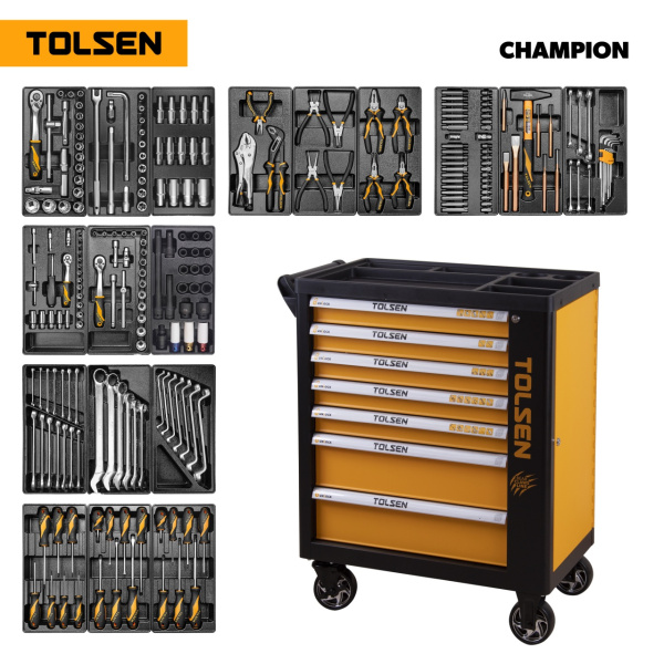 Набор инструментов "CHAMPION" в черной тележке TOLSEN TT85416 (239 предметов)
